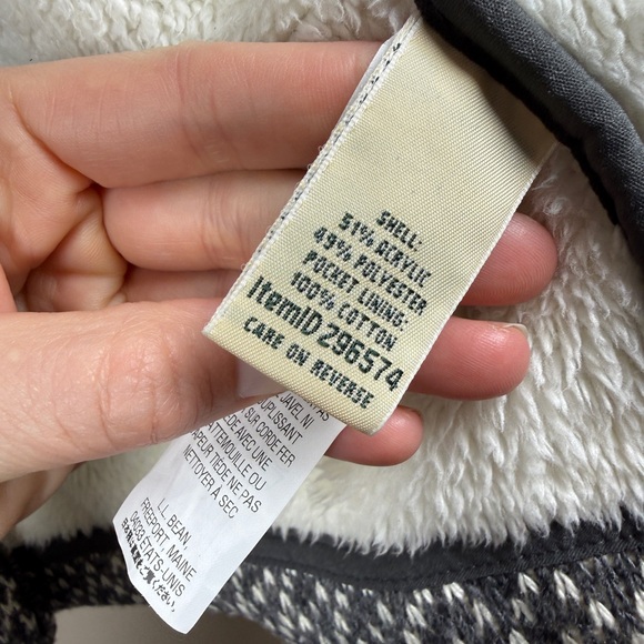 LL Bean Diamond Jacquard Fleece Lined Anorak Jacket Sz S - Picture 11 of 14